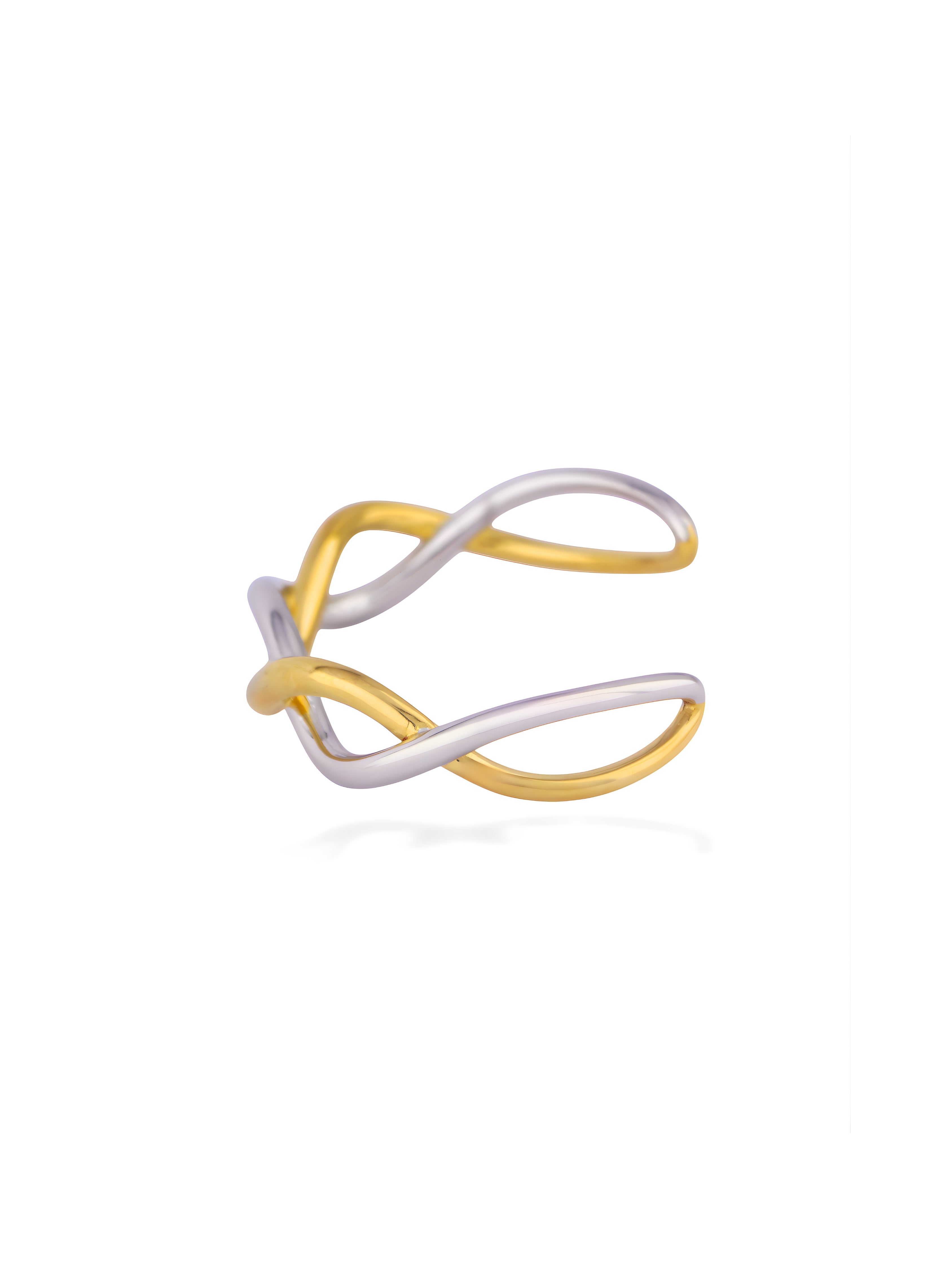 Elegant Lariat Loop Cuff with Gold and Silver Twists