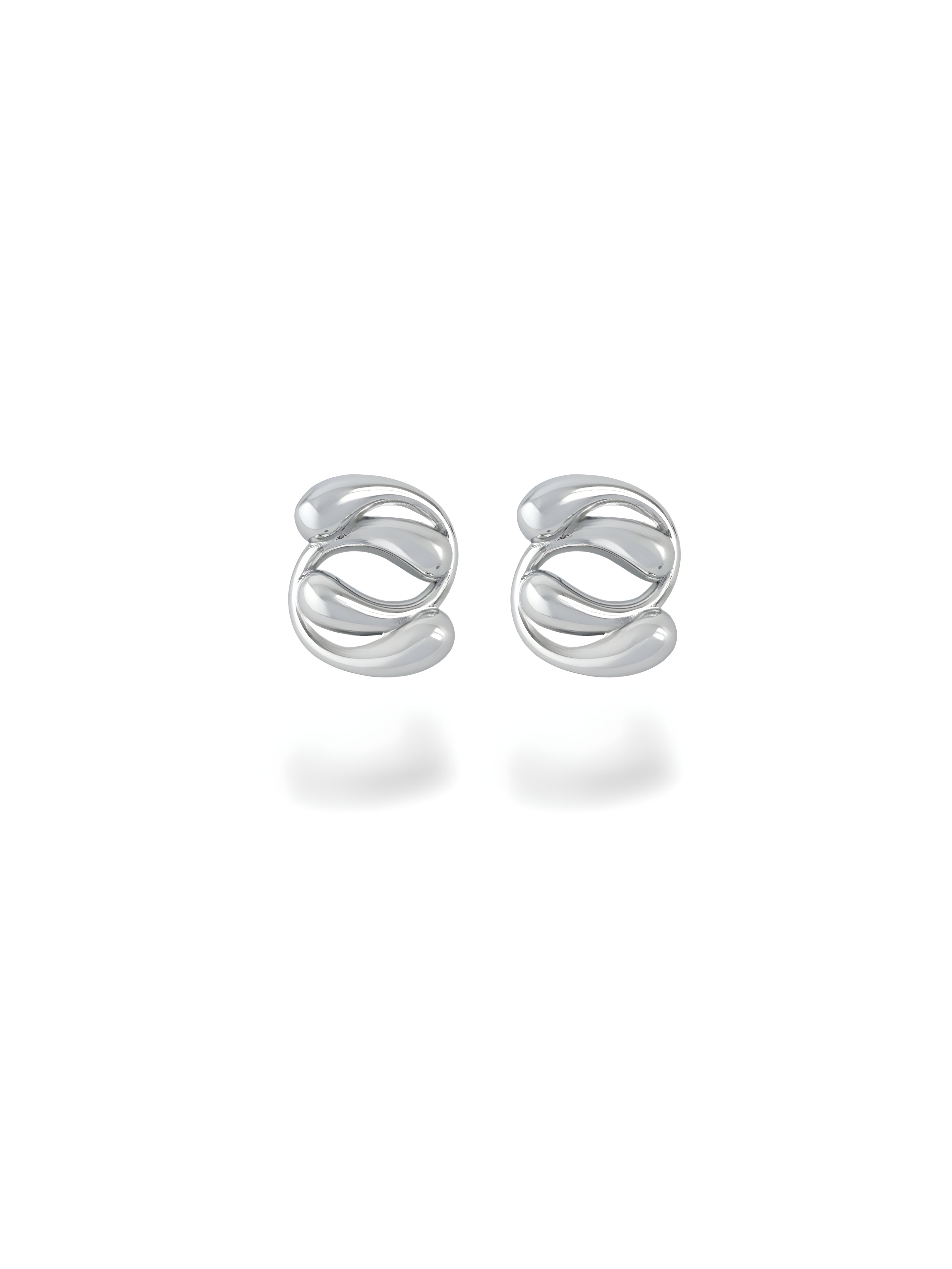 Silver Interlock Wave Studs