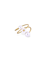 Small Flower and Pearl Wrap Ring