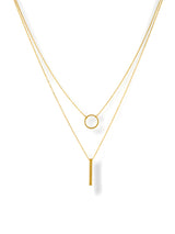 Geometric Circle and Bar Layered Necklace