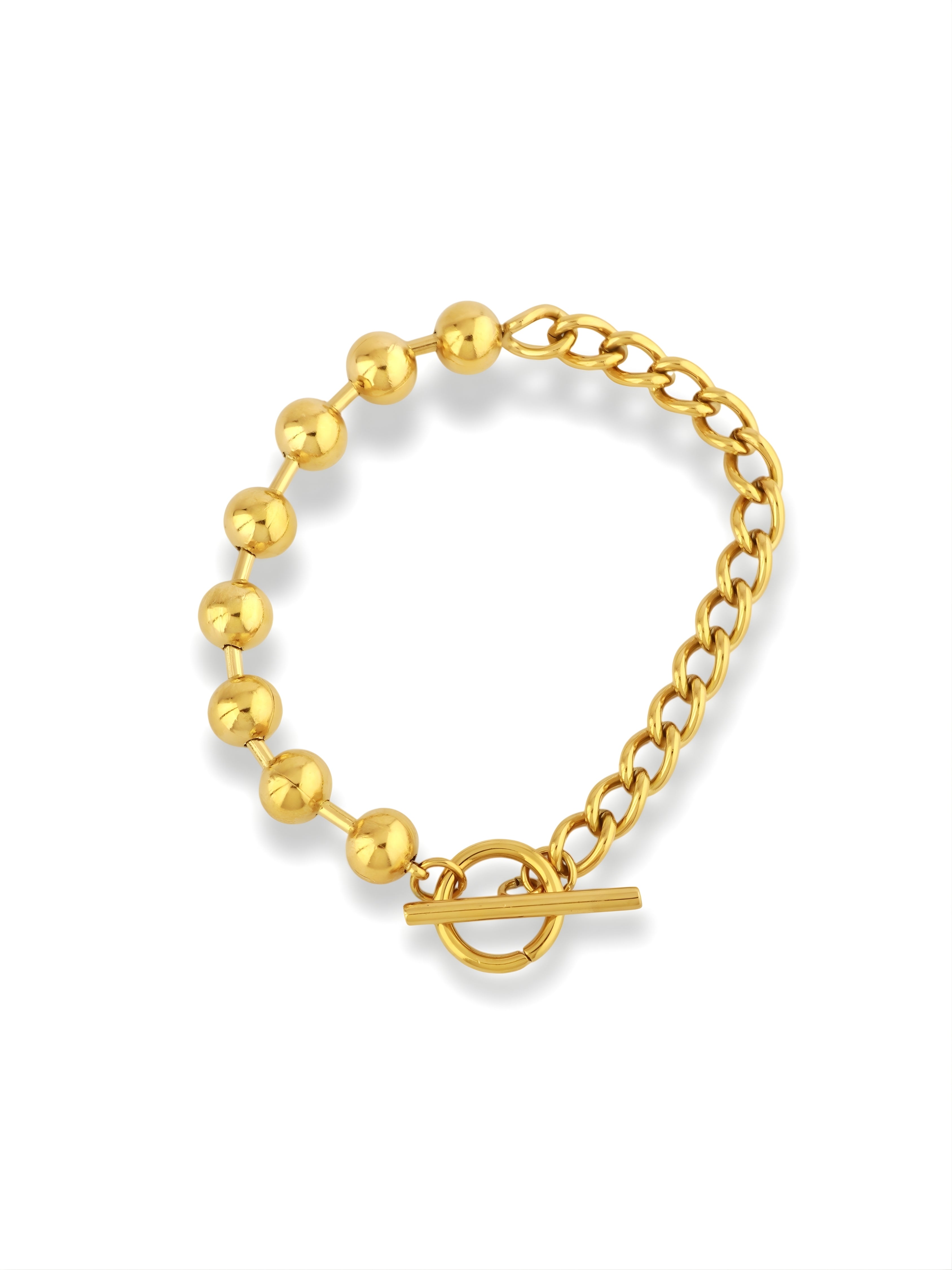 Opulent Gold Bead Bracelet with Classic Chain