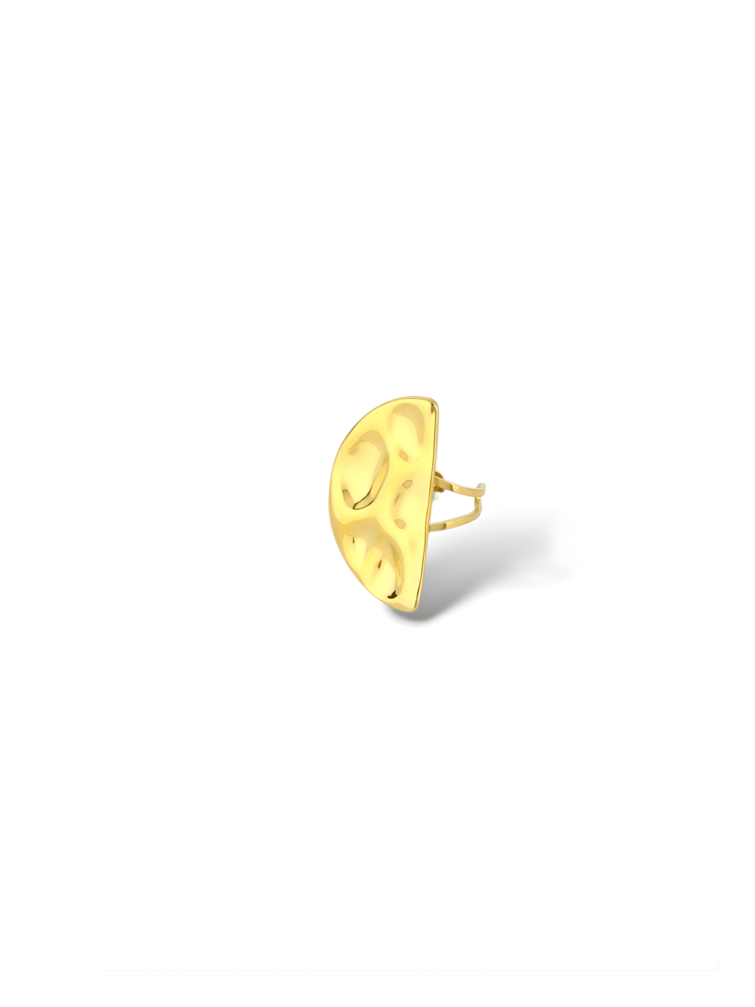 Modern Gold Wavy Adjustable Open Ring