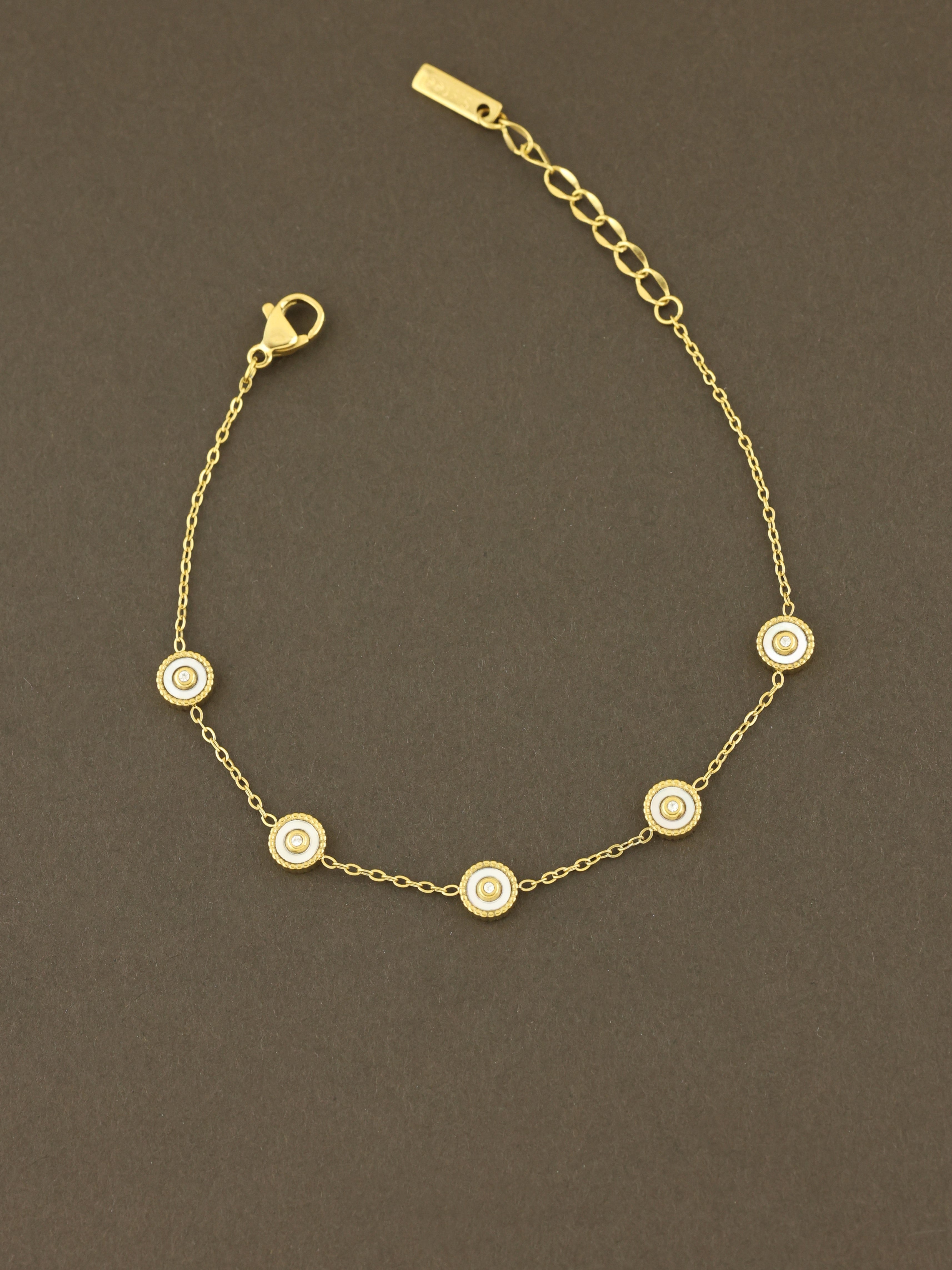 White Stone Charm Bracelet