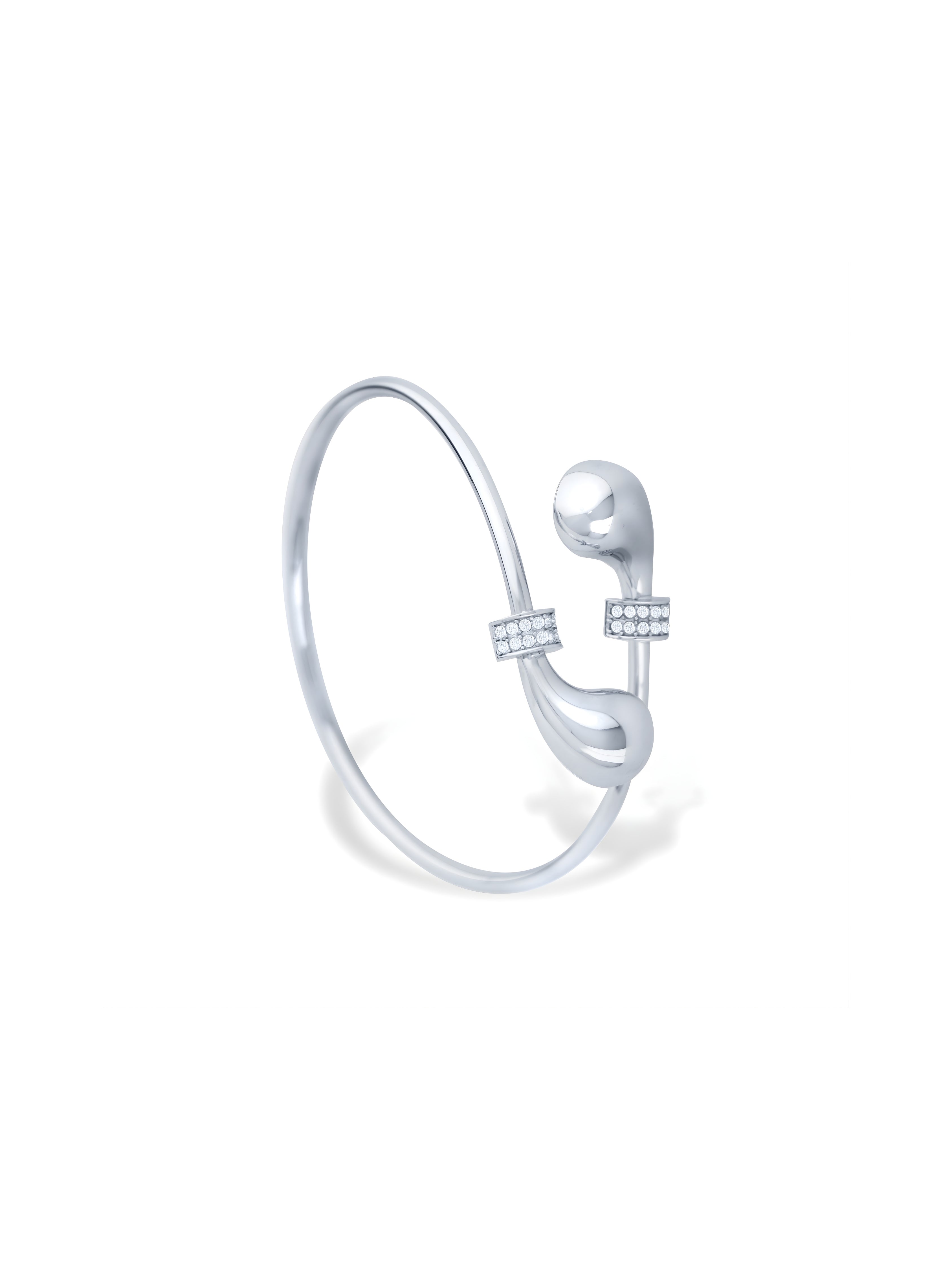 Elegant Halo Knot Open Cuff Bangle with Sparkles