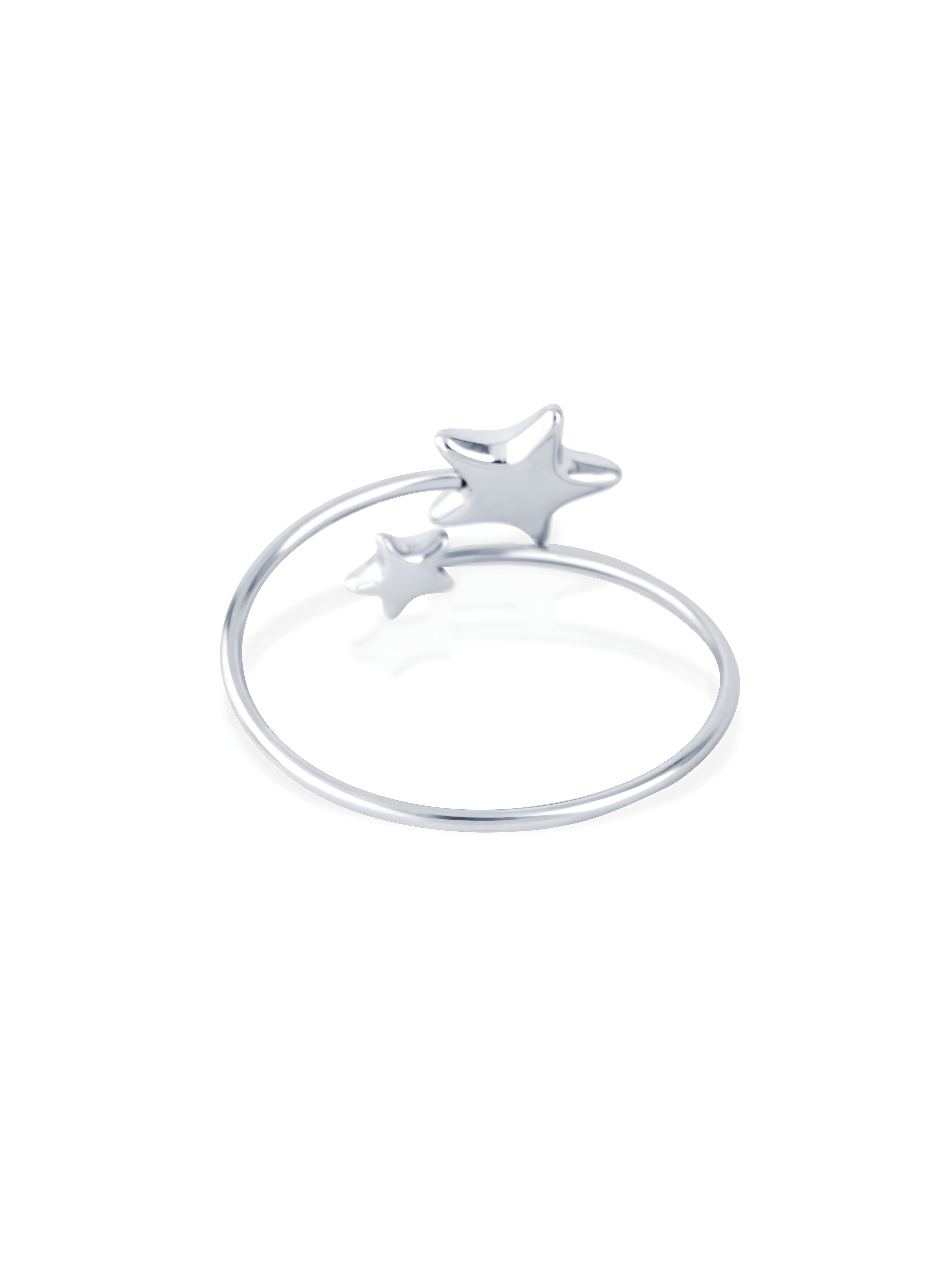 ElegantStarlit Loop Adjustable Bangle Twin Star Design