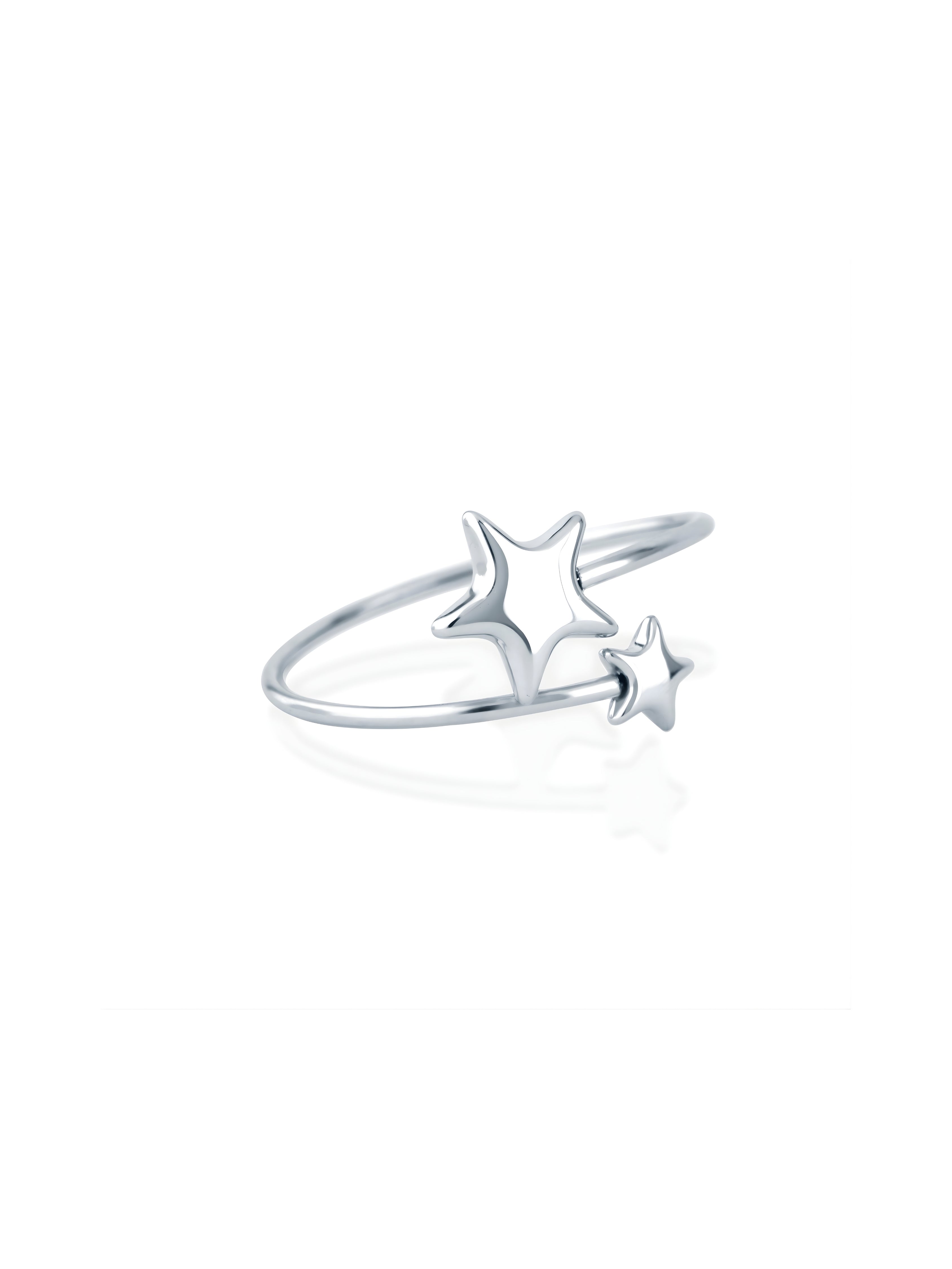 ElegantStarlit Loop Adjustable Bangle Twin Star Design