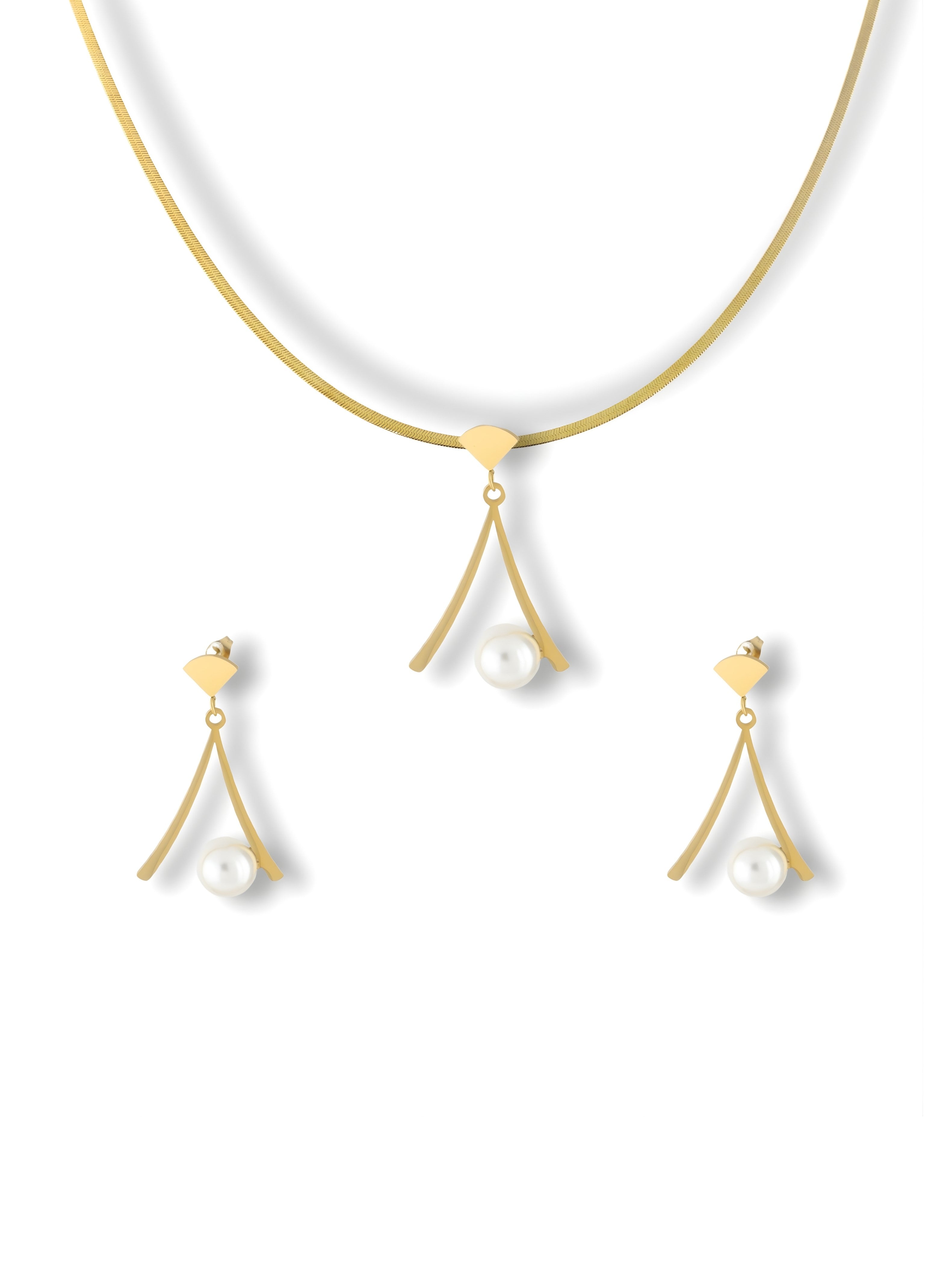 Geometric Pearl Jewelry Set