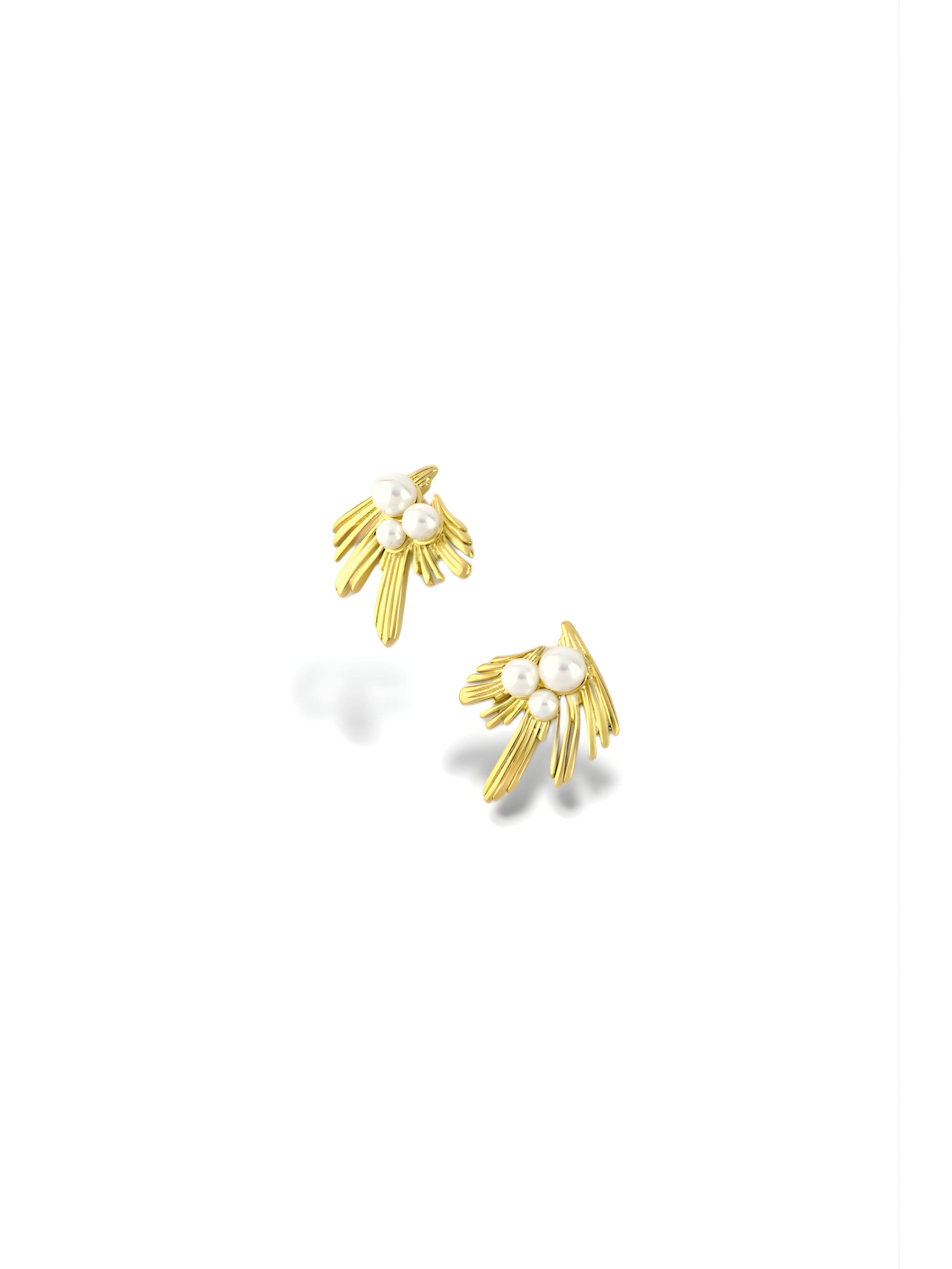 Mini Leaf Pearl Studs