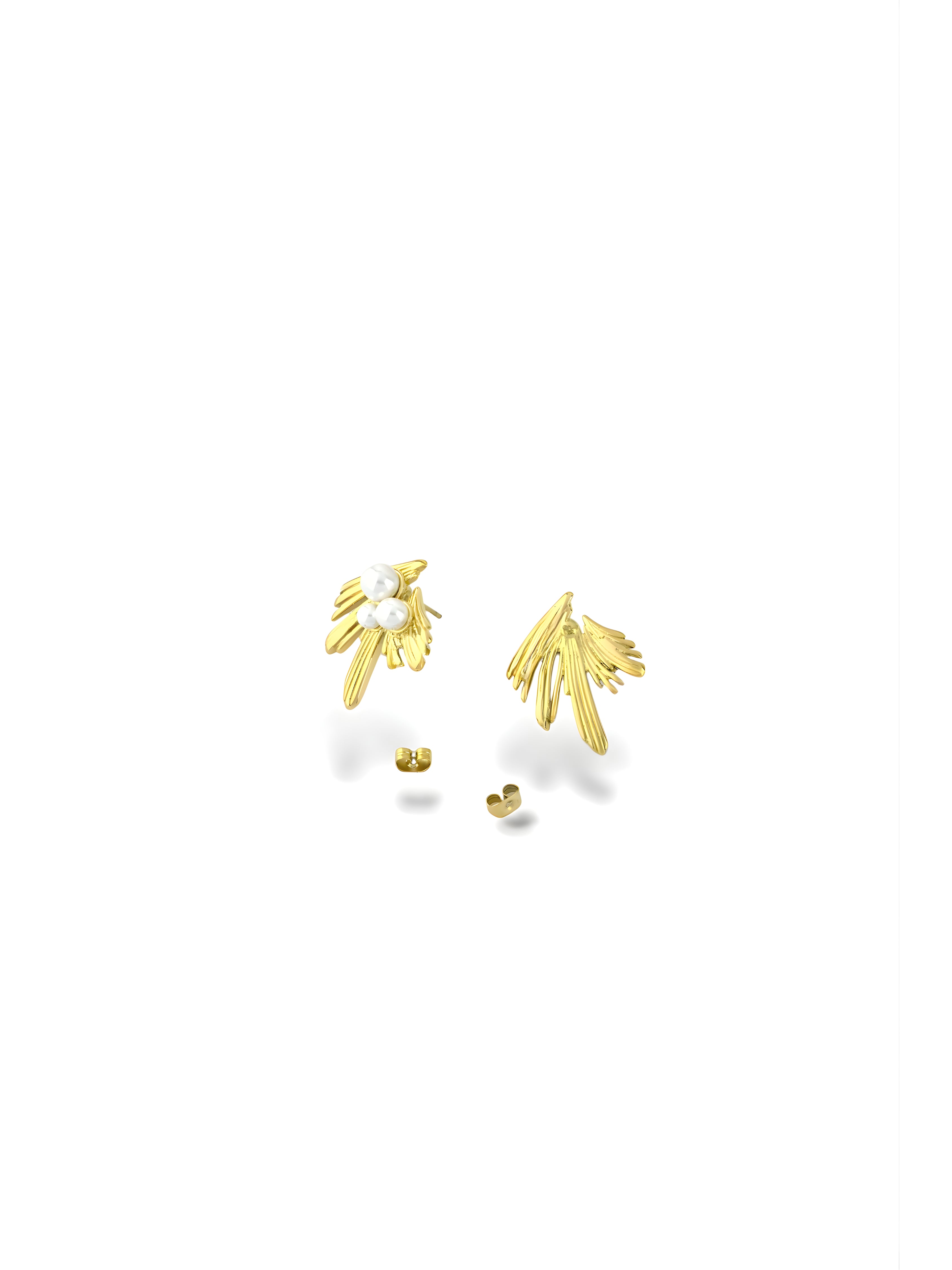 Mini Leaf Pearl Studs