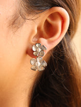 Double Bloom Pearl Drop Earrings