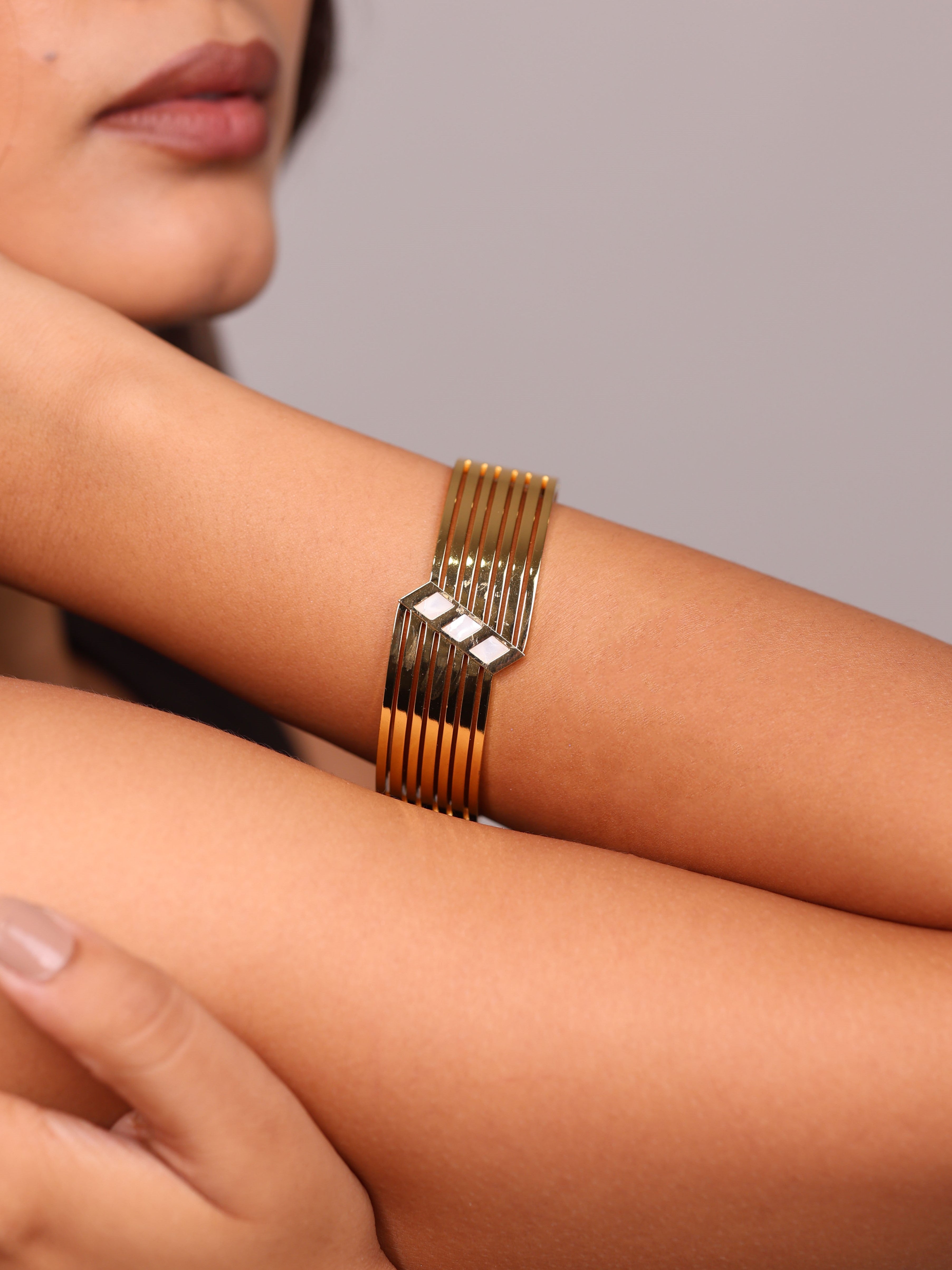 Cuff Bangle with Modern Lines