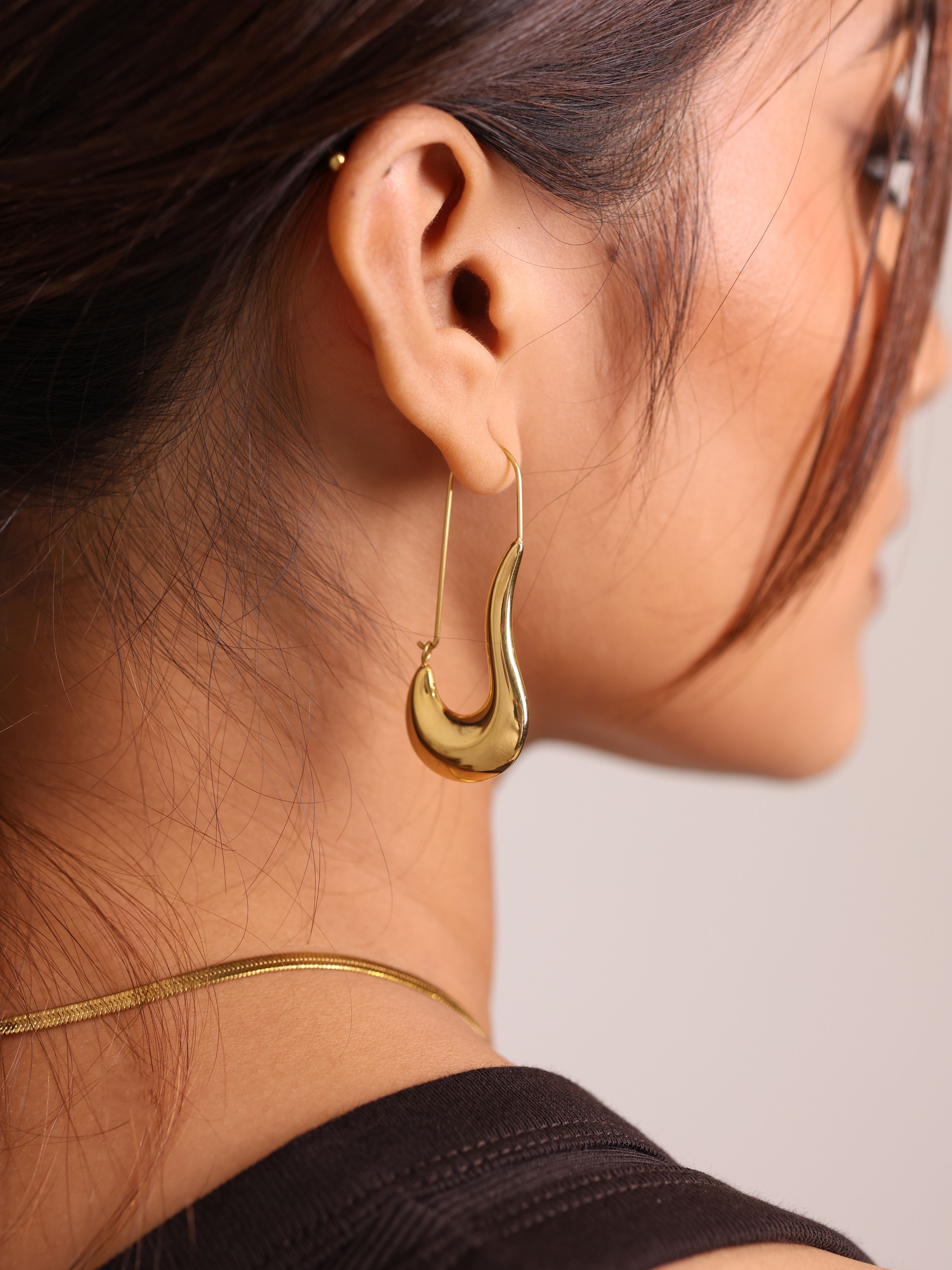 Curved Horn Dangle Earrings