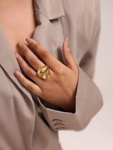 Golden Pressed Petal Ring