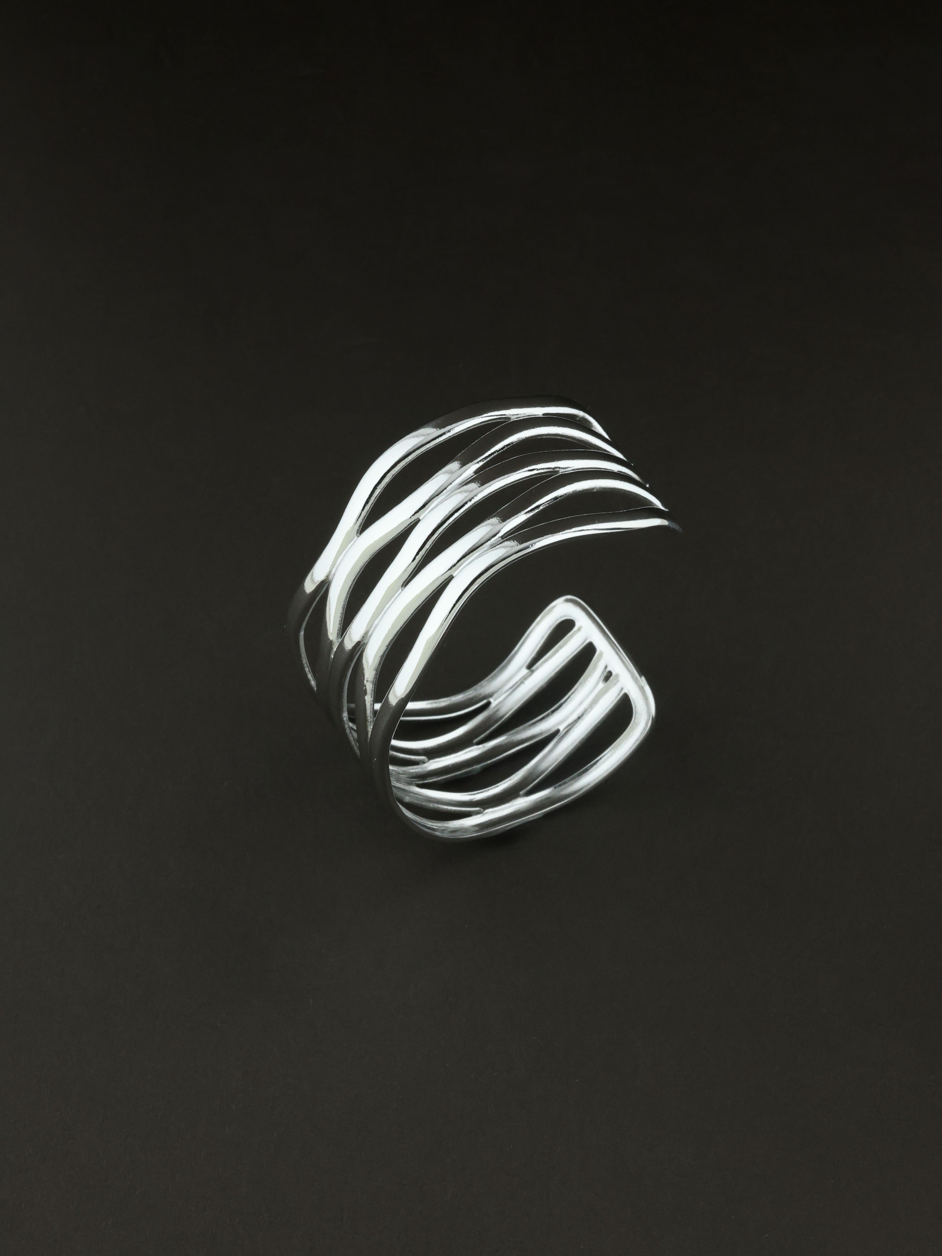 Modern Silver Wavy Bracelet