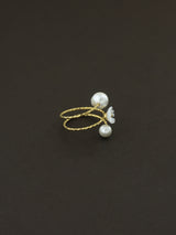 Small Flower and Pearl Wrap Ring