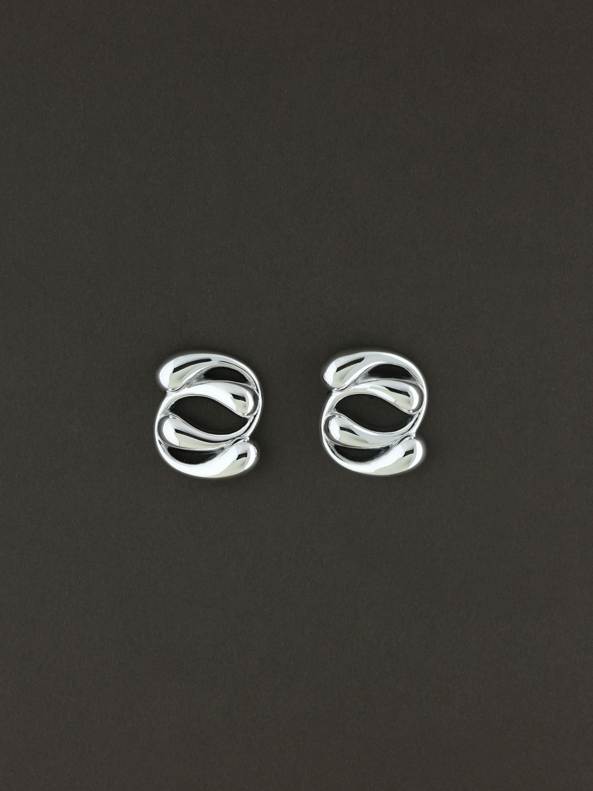 Silver Interlock Wave Studs
