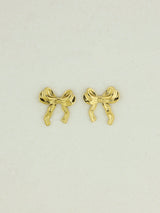 Golden Ribbon Bow Studs