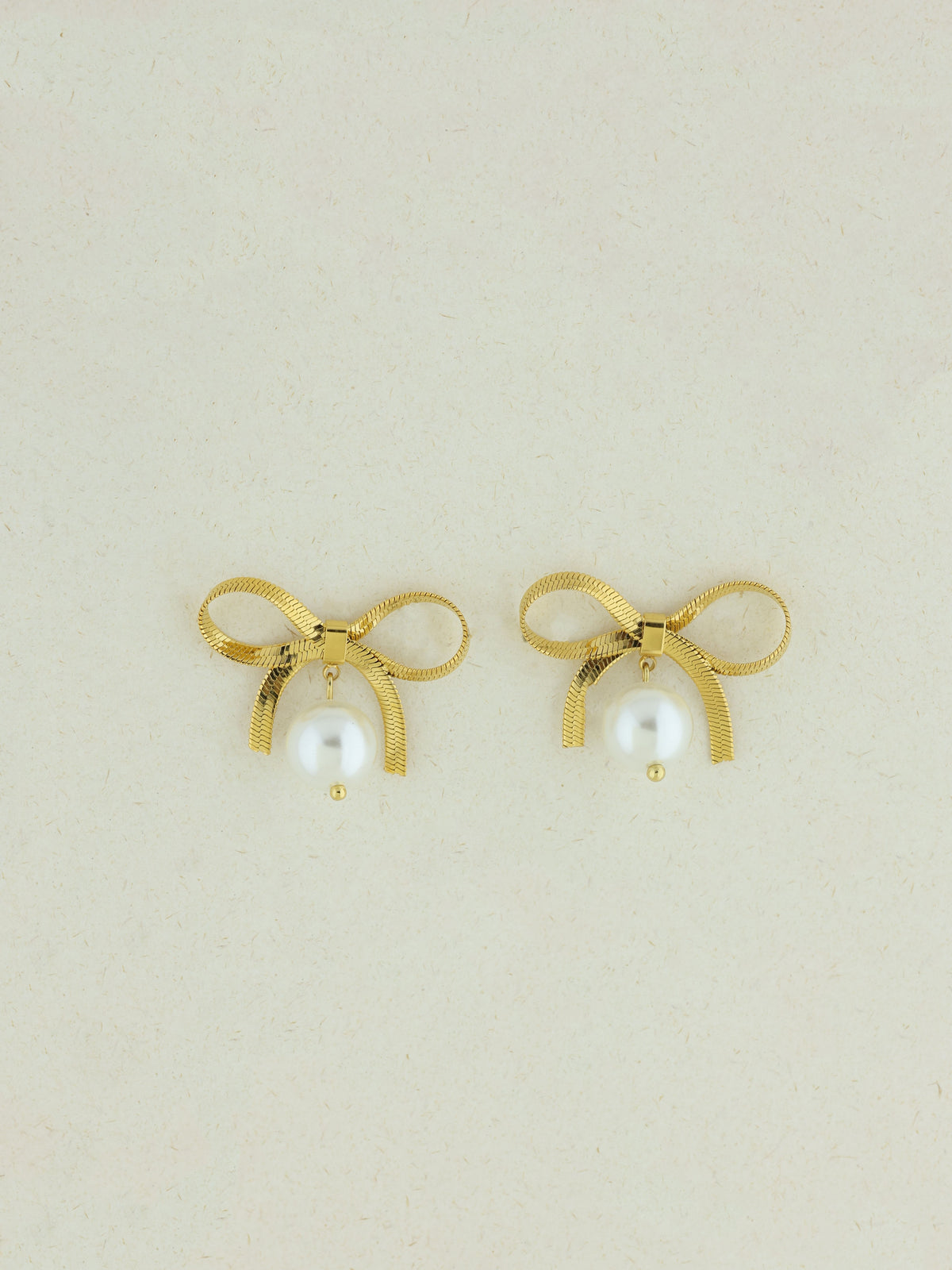 Ribbon Bow Pearl Drop Earrings