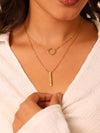 Geometric Circle and Bar Layered Necklace