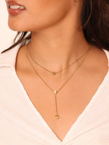 Geometric Cube Layered Lariat Necklace