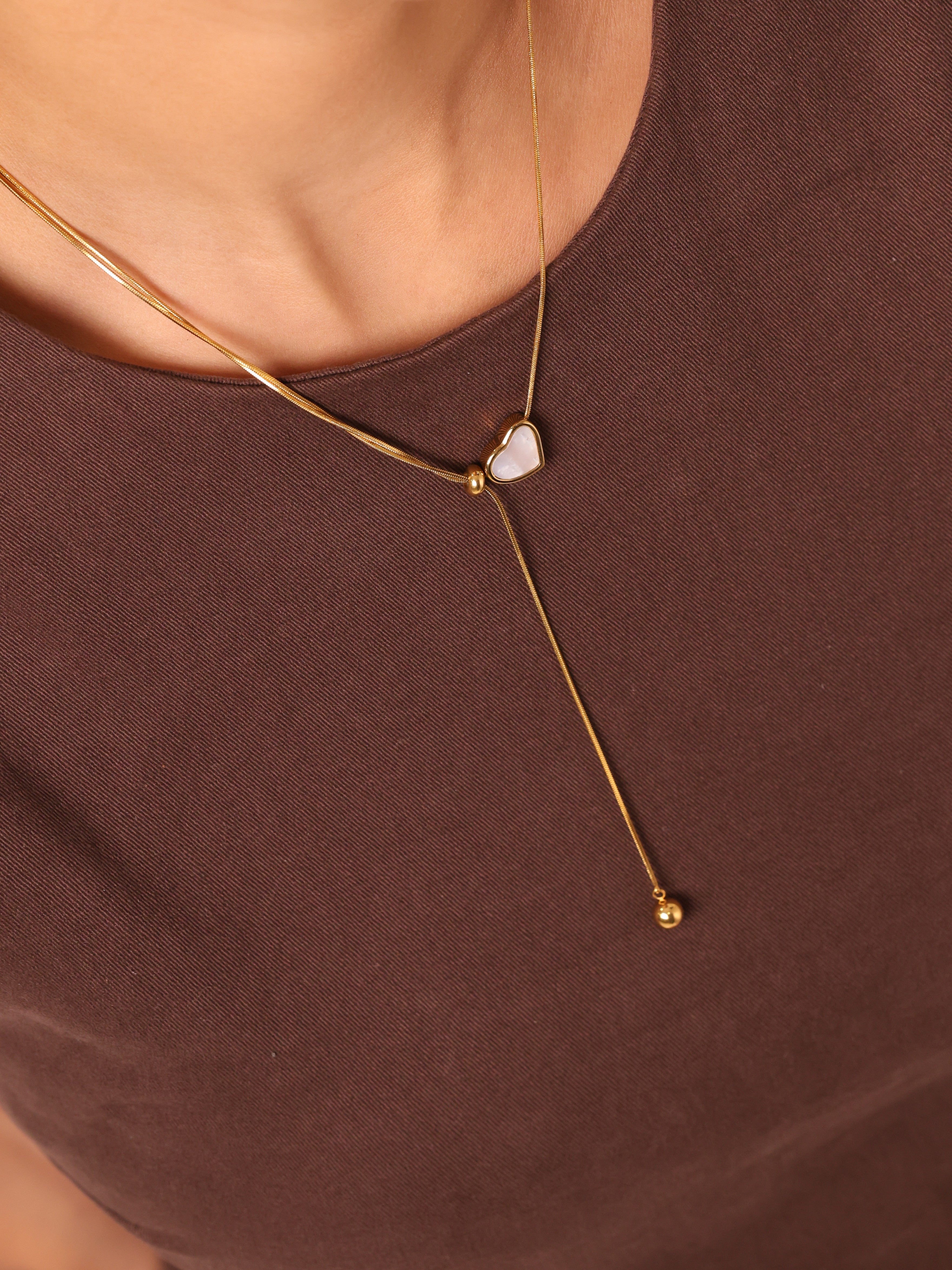 Pearl Heart Lariat Necklace
