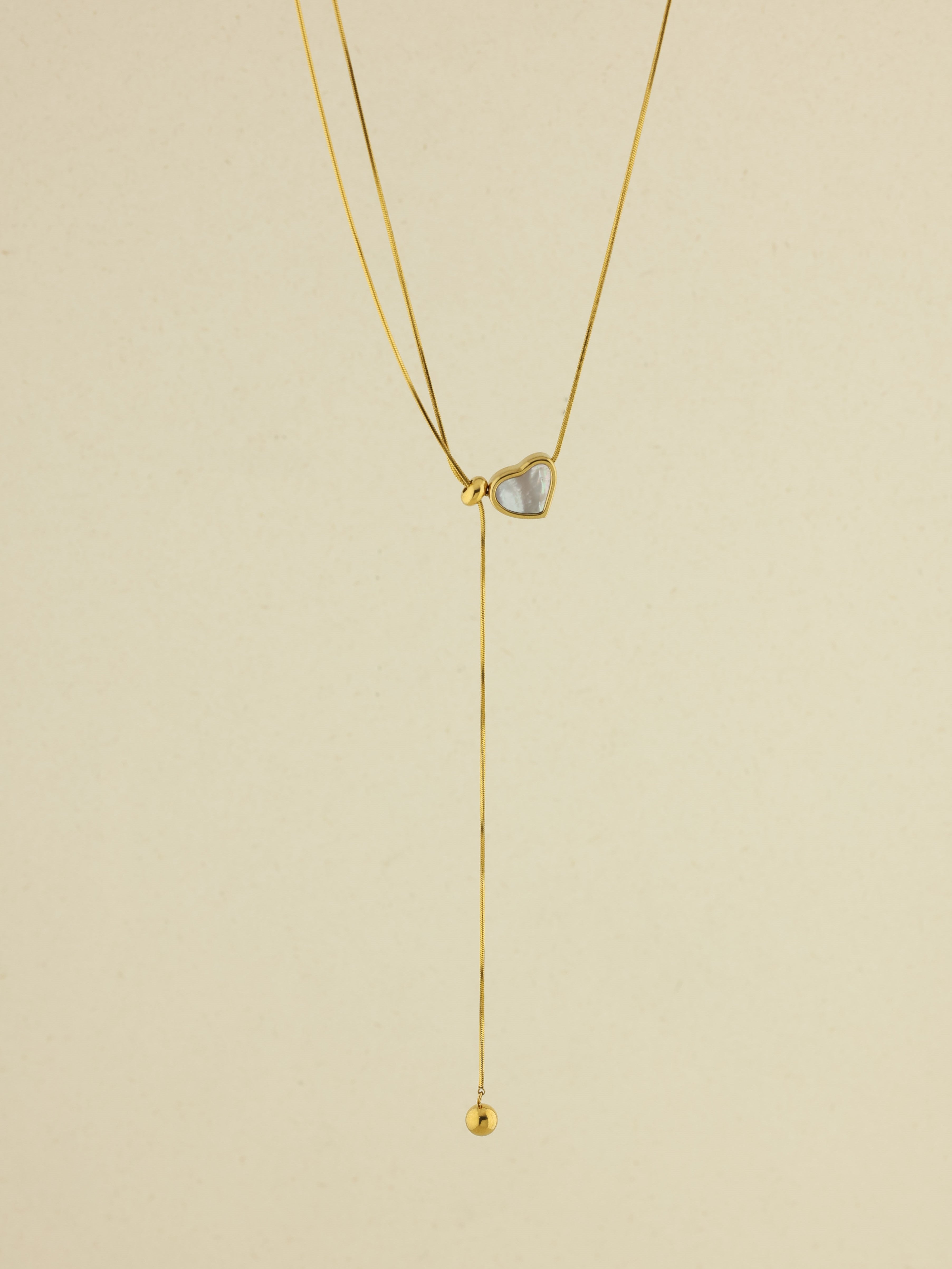 Pearl Heart Lariat Necklace