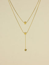 Geometric Cube Layered Lariat Necklace