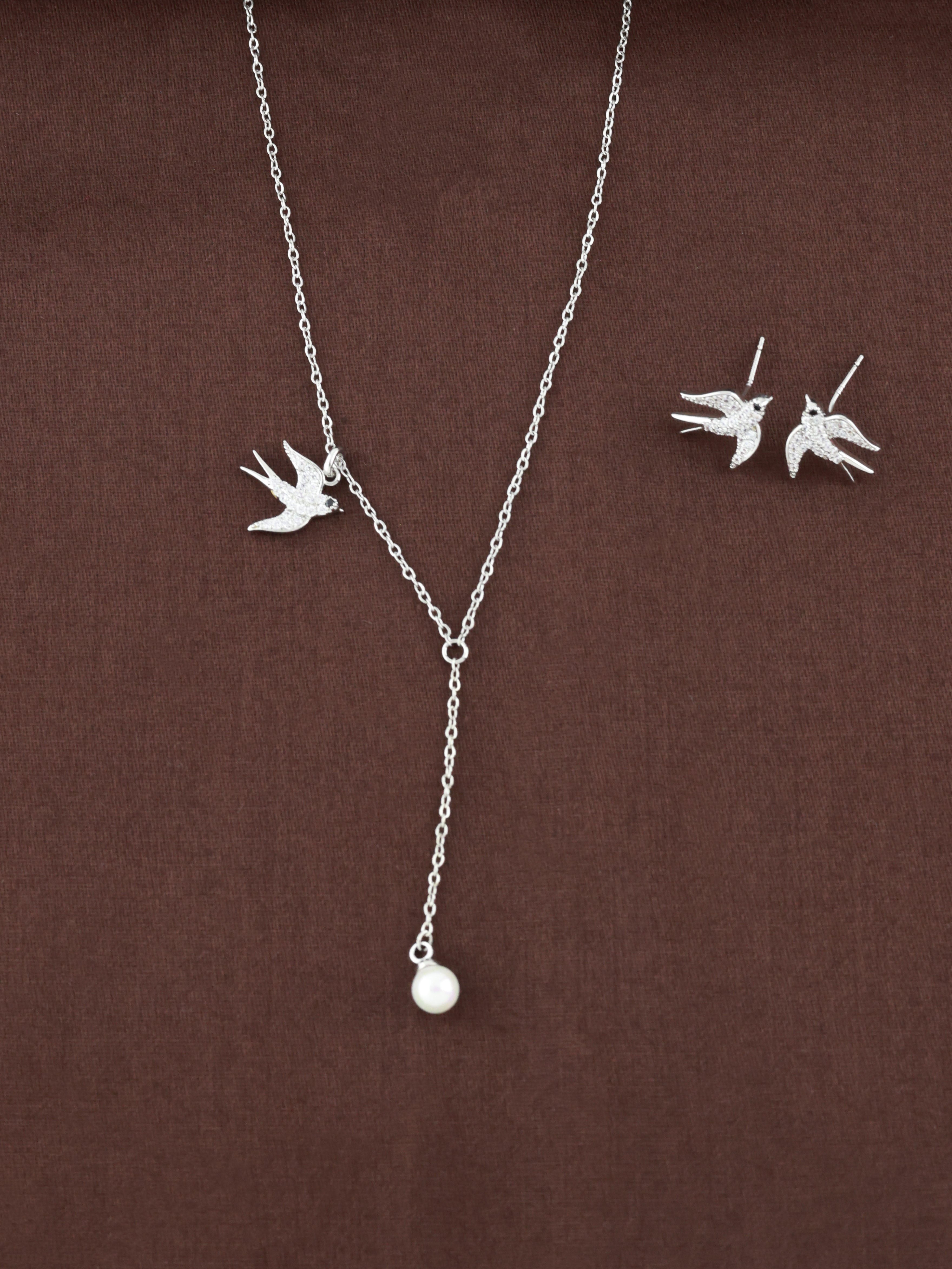 Swallow & Pearl Lariat Set