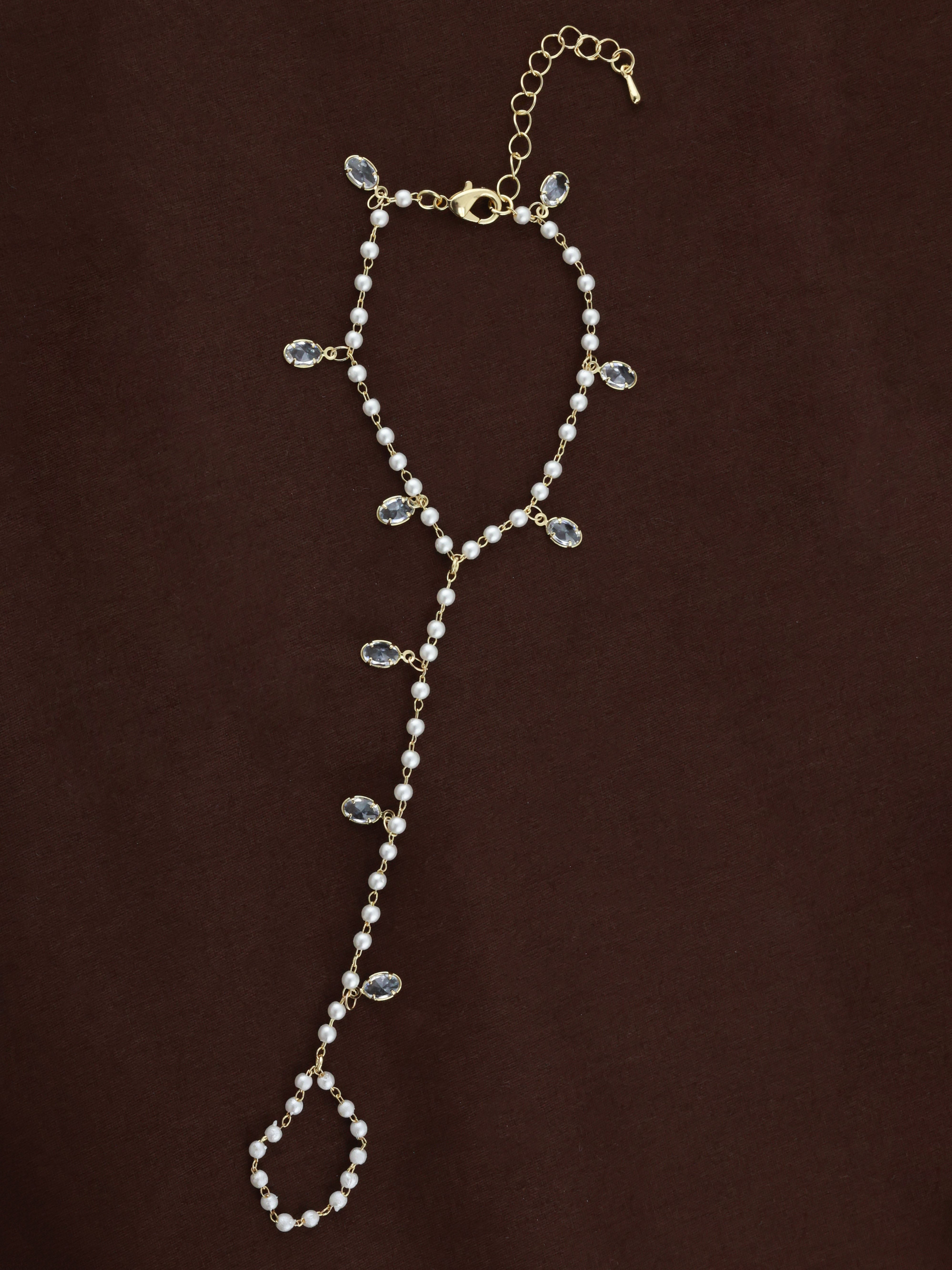 Pearl & Crystal Charm Hand Harness