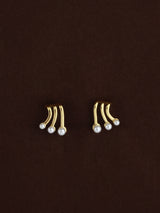 Trio Wave Pearl Earrings