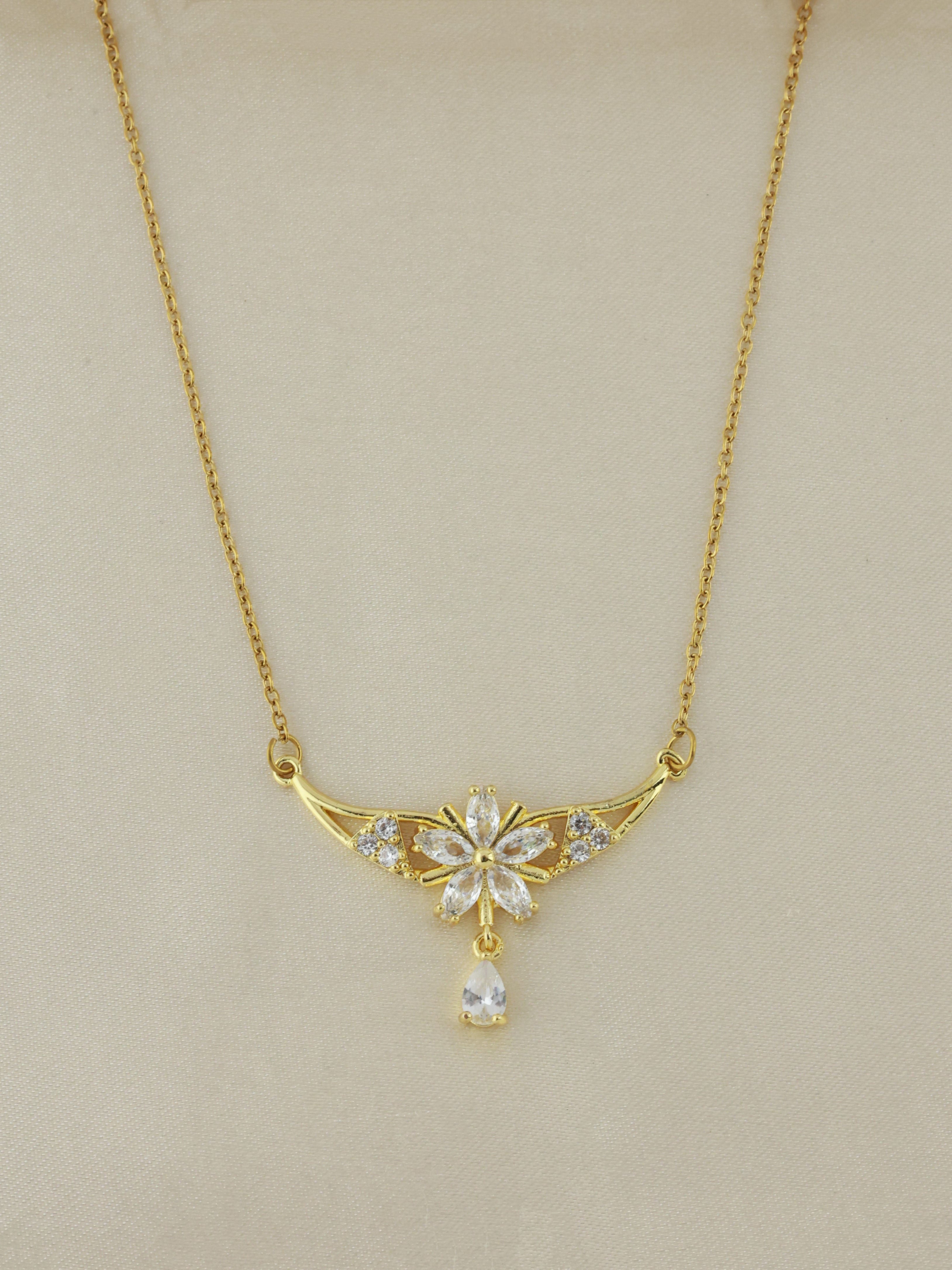 Floral Crescent Drop Necklace