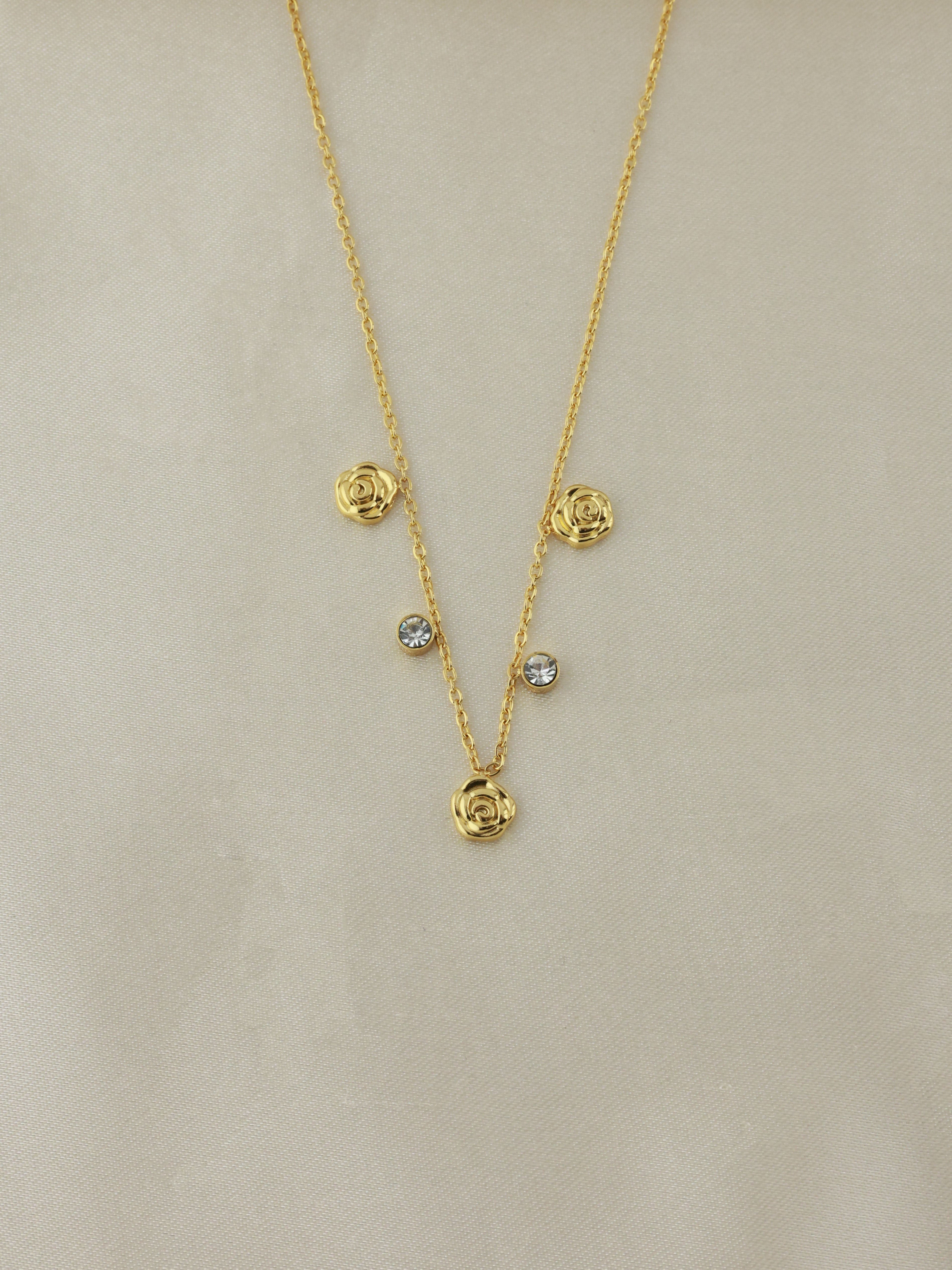 Golden Rosebud Station Necklace
