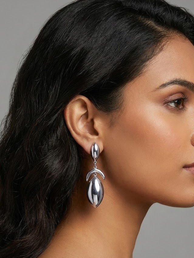 Modern Silver Leaf Dangle Earrings for Everyday Style