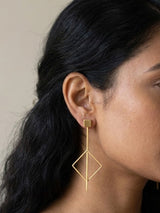 Gold Angle Dangle Earrings with Geometric Style