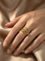 Gold Spiral Wrap Ring With Polished Round Bead - Doulaat