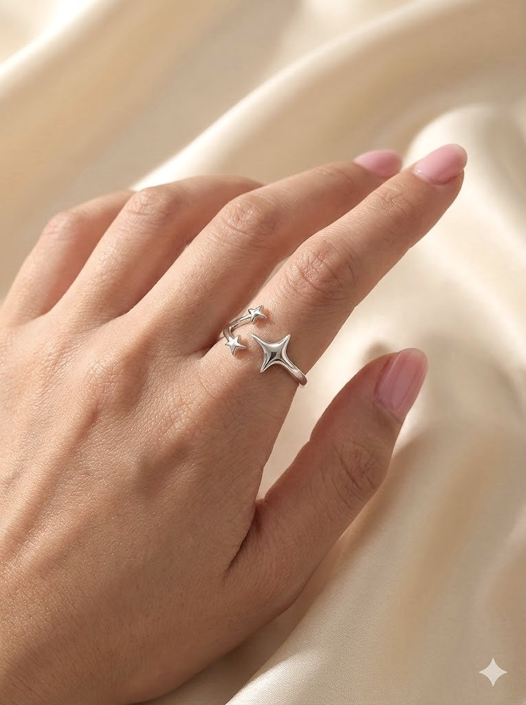 Star Open Ring with Simple Adjustable Fit