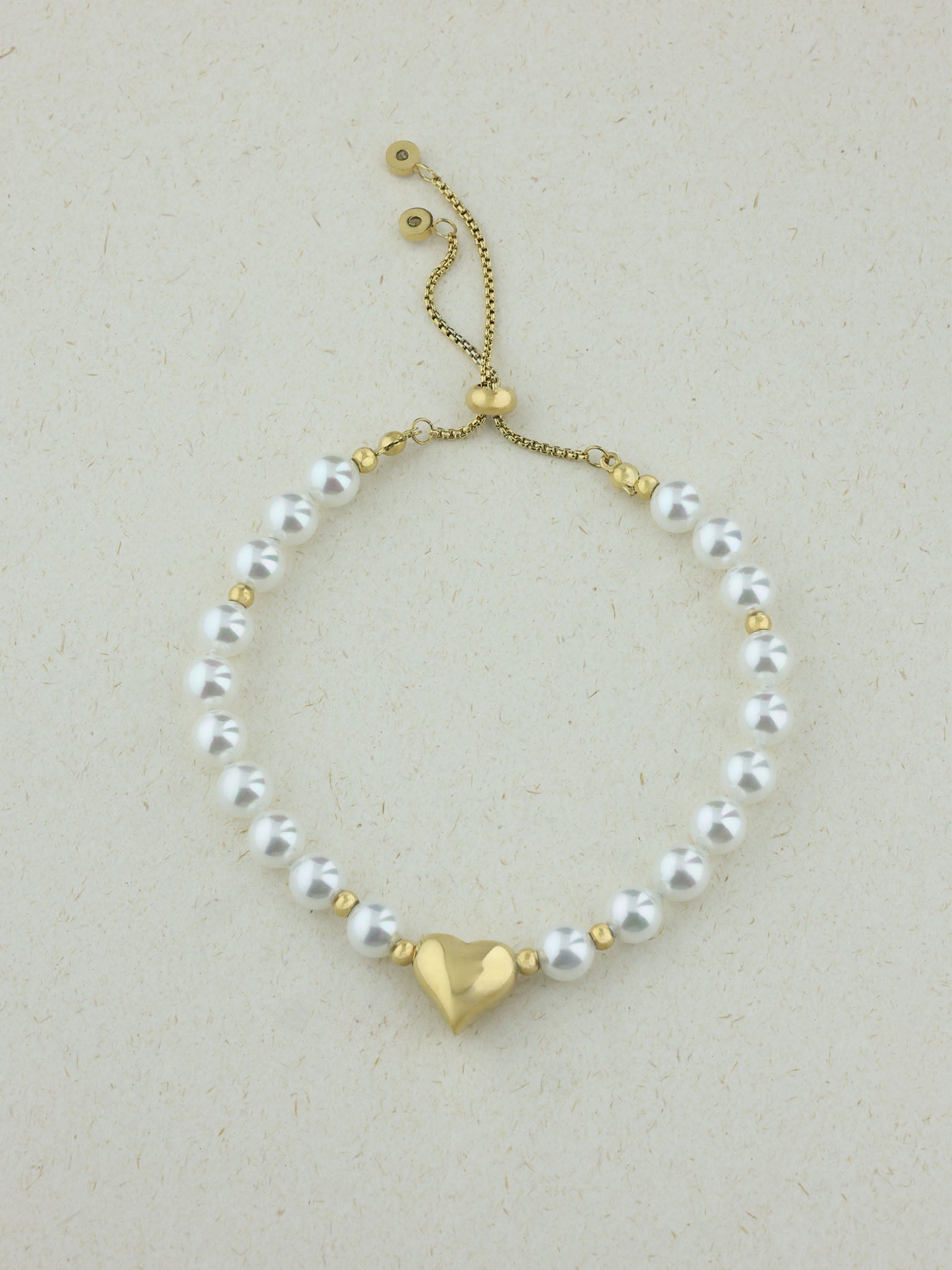 Pearl Heart Charm Bracelet
