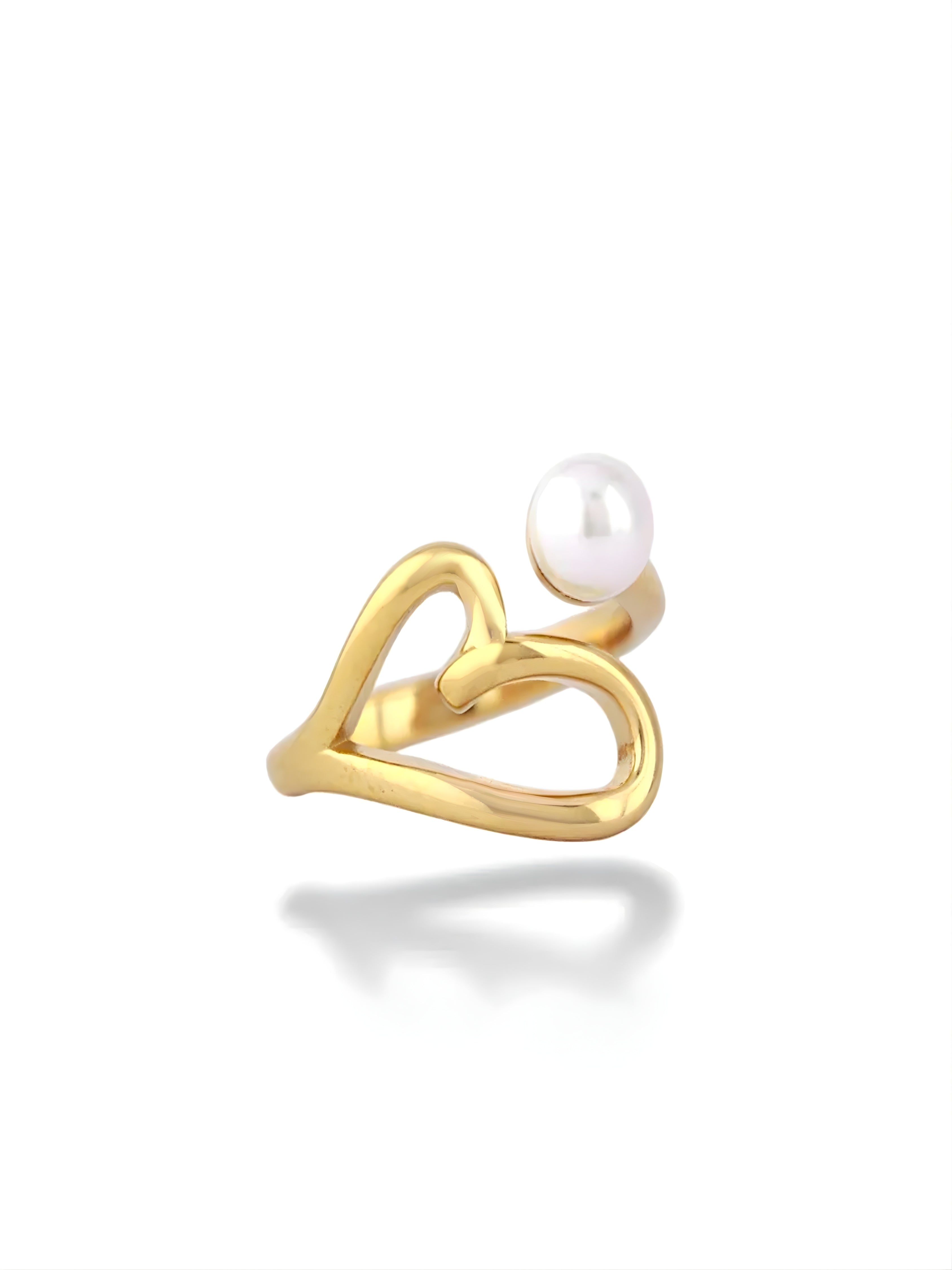 Heart Shaped Pearl Ring
