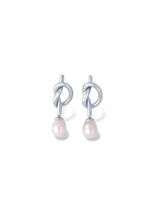 Golden Knot Pearl Drop Stud Earrings for Daily Wear