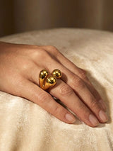 Elegant Gold Grace Ring with Modern Double Drop Design