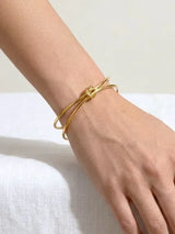 Modern Gold Whisper Open Cuff Adjustable Bangles - Doulaat