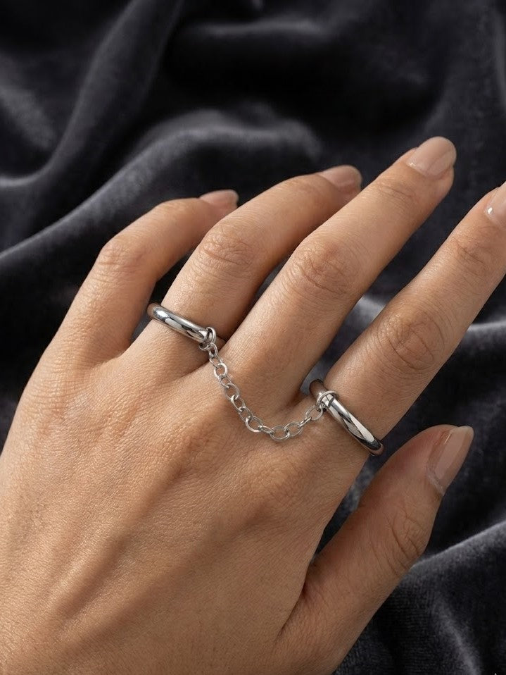 Twin Knot Linked Silver Ring