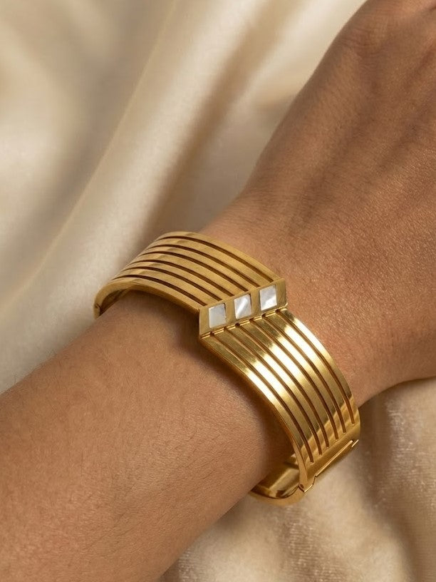 Radiant Gold Cuff Bangle with Clean Modern Lines