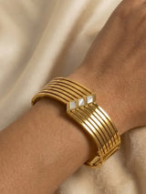 Radiant Gold Cuff Bangle with Clean Modern Lines - Doulaat