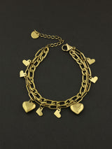 Gold Hearts Double-Chain Bracelet
