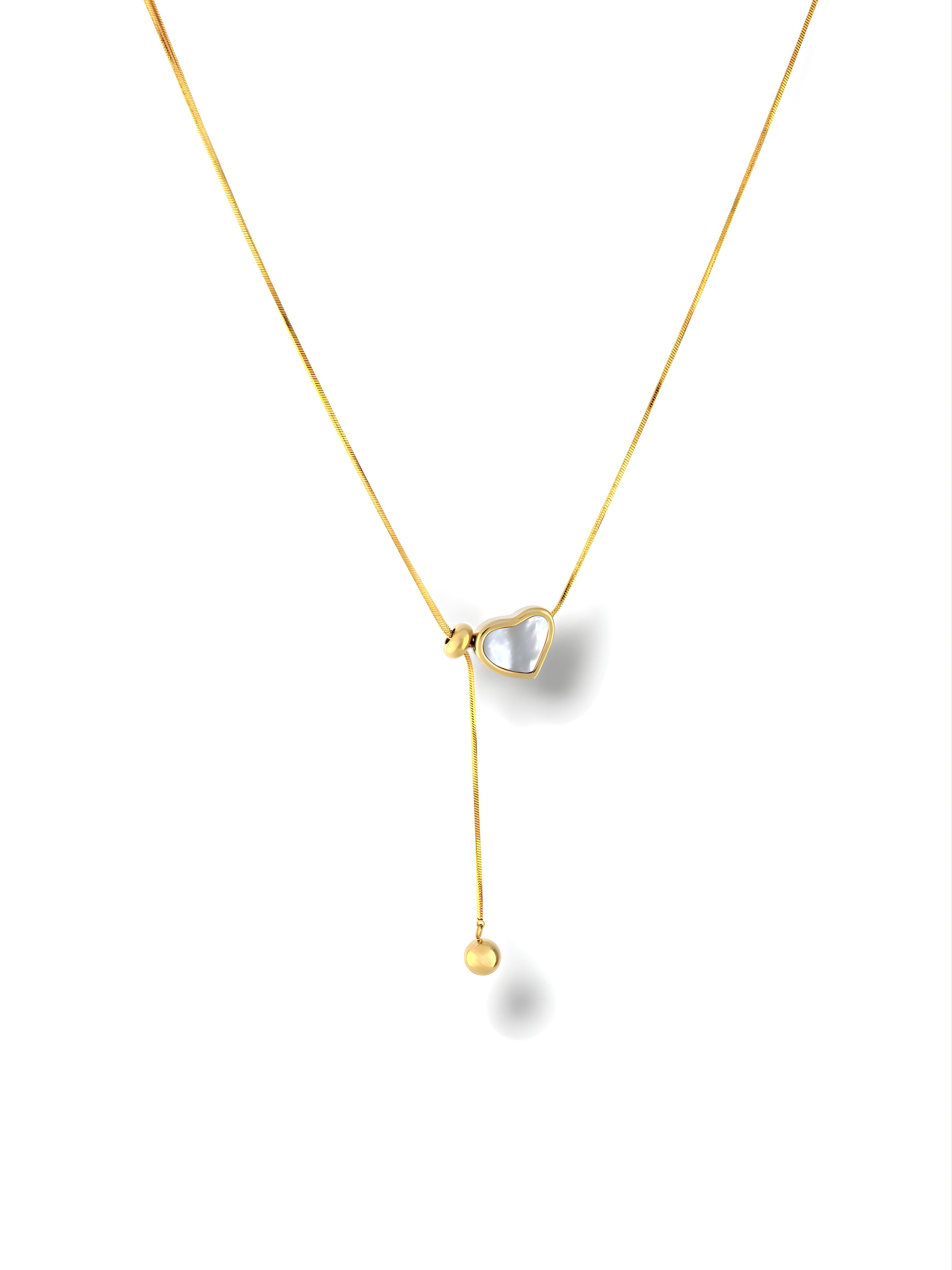 Pearl Heart Lariat Necklace