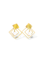 Cross Frame Pearl Drop Earrings