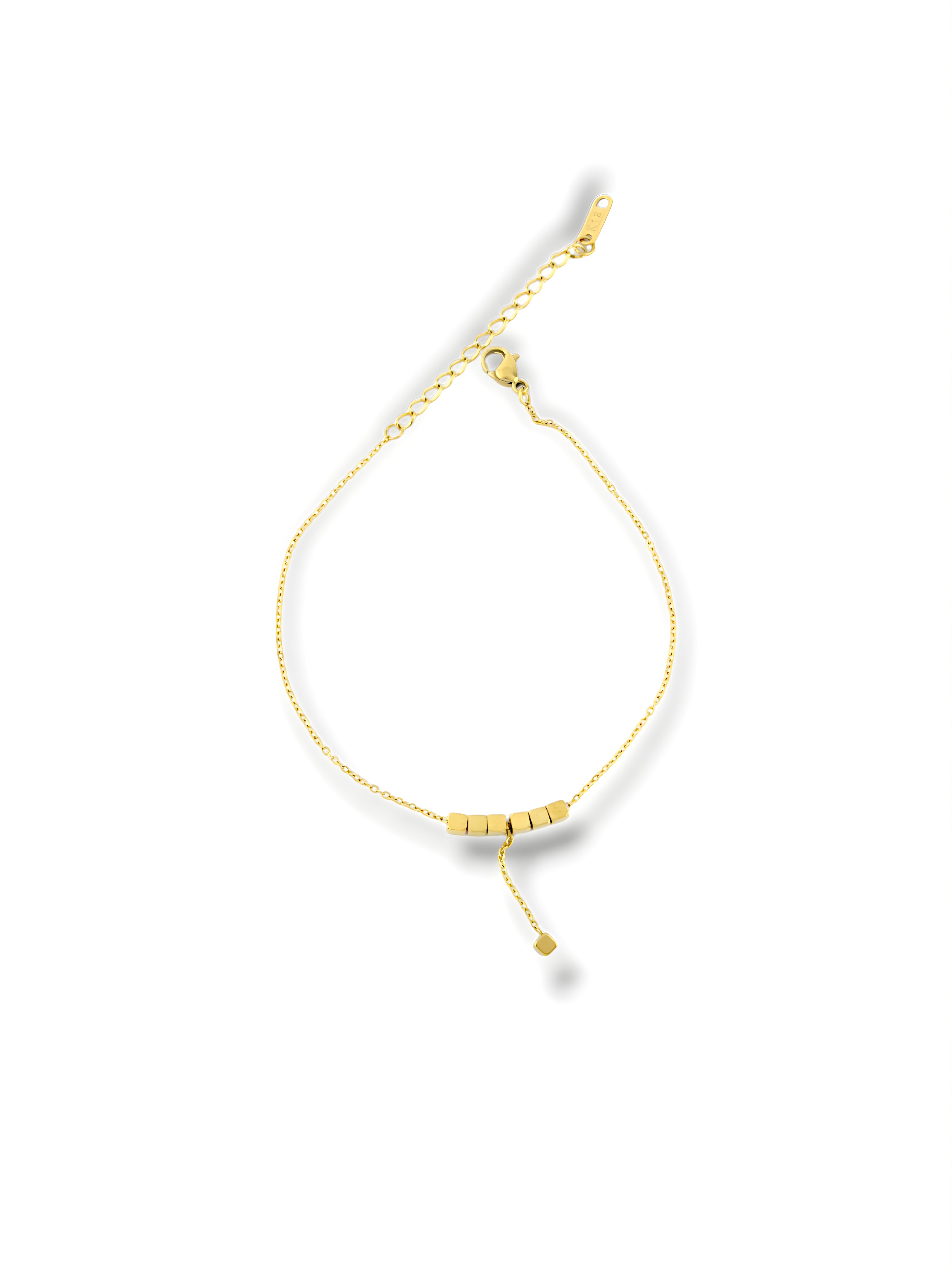 Minimalist Golden Cube Anklet