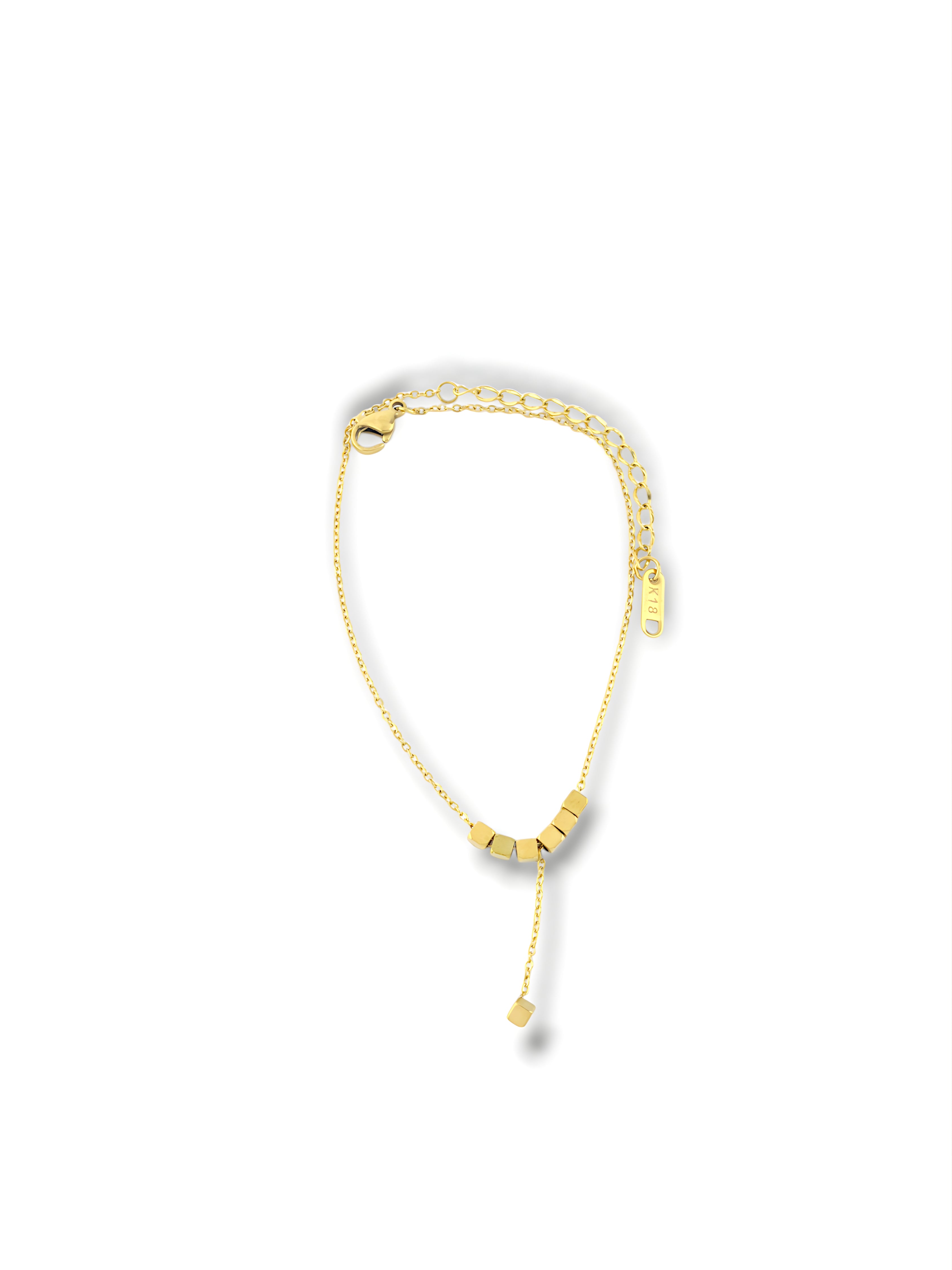 Minimalist Golden Cube Anklet