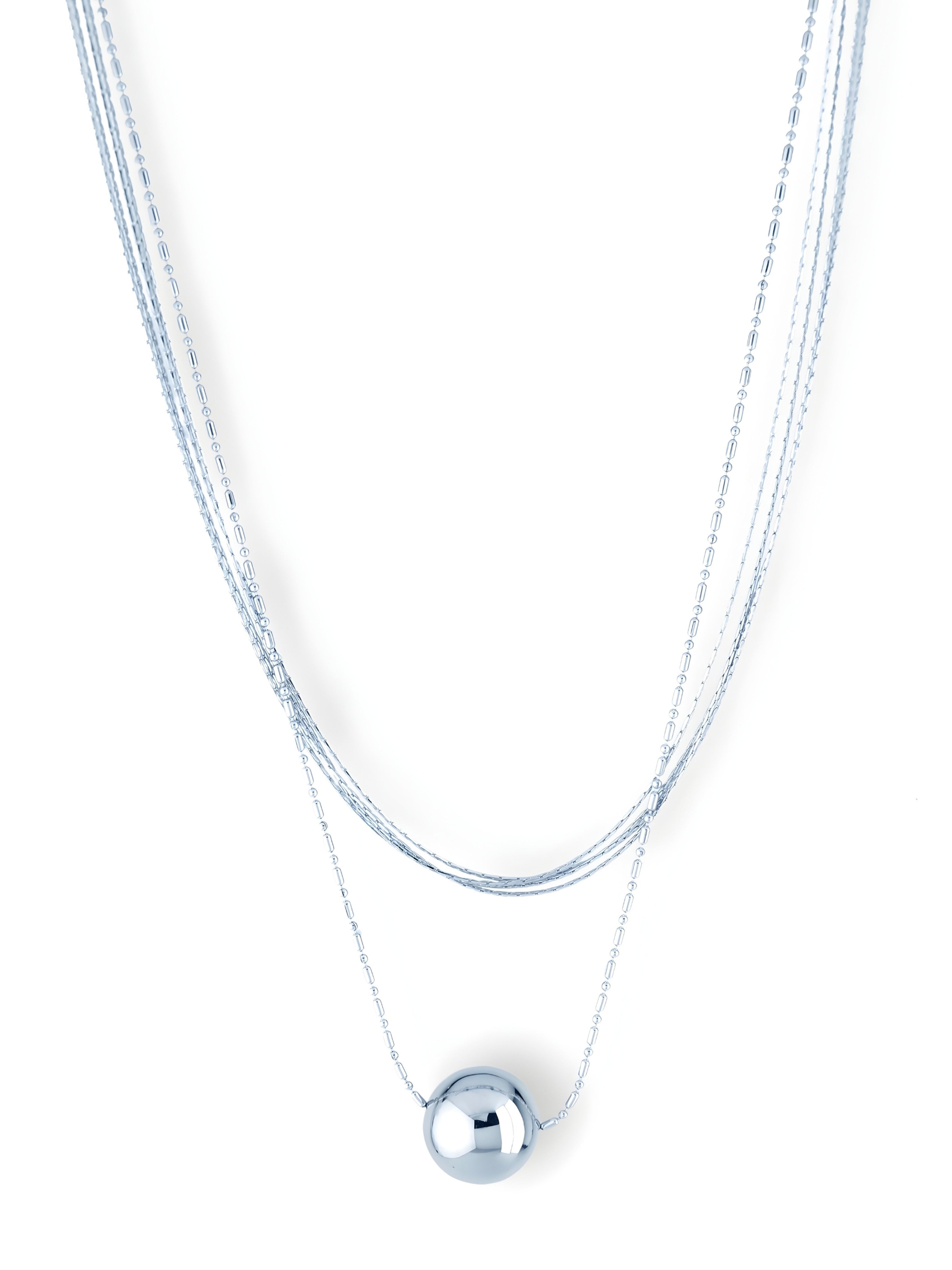 Layered Chain Necklace with Round Bead